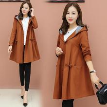 Hooded windbreaker trench coat for women