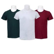 Pack Of 3 Plain 100% Cotton T-Shirt For Men- Green/White/Maroon