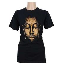 Round Neck Buddha Printed 100% Cotton T-Shirt For Women- Black
