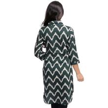 Dark Green Front Buttoned Abstract Printed Kurti For Women