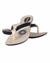 Shikhar Women's Black Beige Stone Slip Sandal