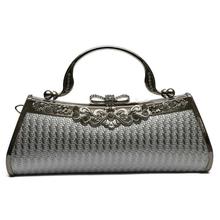 Silver Floral Clutch Bag For Women