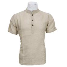 Cream Half Sleeves Kurta Shirt For Men