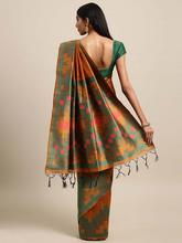 Stylee Lifestyle Orange Ikkat Silk Jacquard Saree-2140