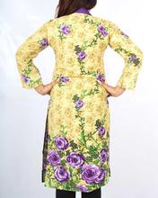 Saavya Design'S Women Shirt Collar Printed Beige/Purple Kurti