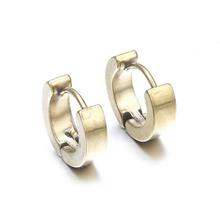 Plain Gold Stainless-Steel Hinged Hoop Piercing Earring For Men