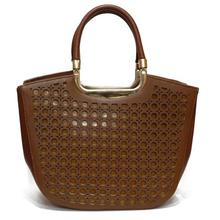 Brown Circle Printed Handbag For Women