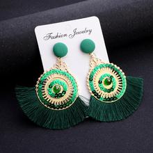 dangler Women eardrop Girls Ear Studs Hoop Openwork Style Big Circle Crystal Tassel Dangle Stud Earrings Fashion Jewelry