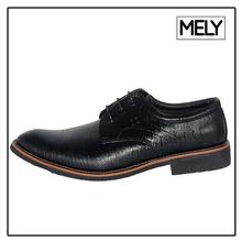 Mely Black Textured Derby Lace Up Shoes for Men-D001 BLK