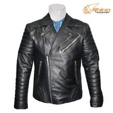 Black Multiple Pocket Leather Jacket For Men