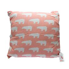 Polar Bear Print Linen Cushion (Pink)