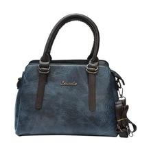 Blue Black PU Leather Hand Bag For Women