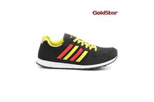 Goldstar 092 Black Sport Shoes For Men- Yellow/Red