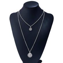 Multi-layer Geometric Chain Pendant- Silver