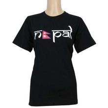 Round Neck Nepal Printed 100% Cotton T-Shirt For Women- Black - 02