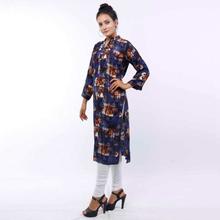 Blue Abstract Printed Kurti For Women