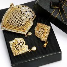 Golden Rhinestone Pendant And Earring Set For Women