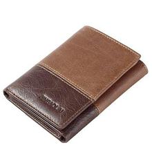 JINBAOLAI Men's Wallet Vintage Genuine Leather Trifold