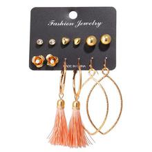 Design Fashion Long Tassel Stud Earrings Set For Women