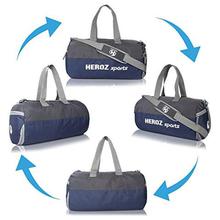 HEROZ Nylon Young 26 Ltr Gym Bag (Grey and Navy Blue)