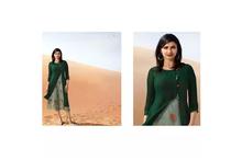 Printed Double Layered Kurti For Women-Green