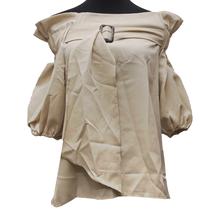 Womens Buckle Design Off Shoulder Tops - Cream