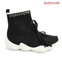 BASEMARK Black Solid Laceup Hightop Sneakers For Women