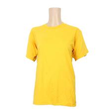 Yellow Solid Round Neck Cotton T-Shirt For Women