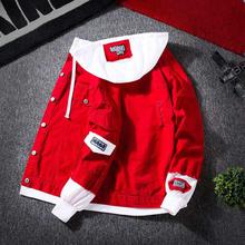 Red Hooded Denim Jacket For Men By Nepster