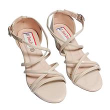 Cream Ankle Strap Heel Shoes For Women