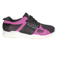 Black/Purple Mesh Lace-Up Running Shoes For Women