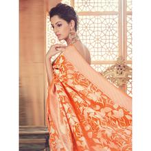 Stylee Lifestyle Orange Banarasi Silk Jacquard Saree - 2117