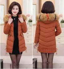 SLIM HOODED COLLAR FUR DOWN JACKET-ORANGE