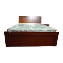 Sunrise Furniture Seesau Wood Frame Small Size Hydraulic Bed Wth 1 Side Table - Walnut