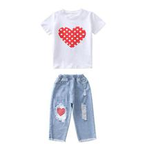 Short-sleeved two-piece suit_Girls' summer suit new casual