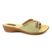 Golden Studded Heeled Shoes For Women