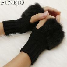 Arm Warmer Gloves Fingerless Gloves-Knitted Faux Fur Mitten Fur/Villi New Winter Knitted Trim Wrist Rabbit Women Gloves Wrist Un