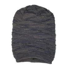 Long Korean Wool Knit Beanie Hat With Fur Inside - Grey