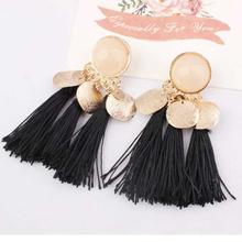 Black Bohemian Sequin Tassel Earrings