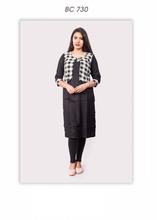 Black Checkered Waist Coat Designed Rayon Kurti -BC 730