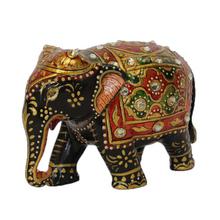 Multicolored Wooden Elephant Showpiece - Extra Large