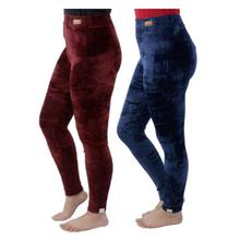 Combo Of 2 Soft Velvet Sweatpants For Ladies - Blue/Red