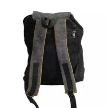 Black/Grey Hemp Flap Lock Backpack- Unisex