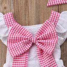 Newborn Kid Baby Girls Bowknot Romper with Headband Outfit