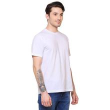 White Solid Round Neck T-Shirt For Men