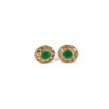 Small Emerald Thaka Stud Earrings