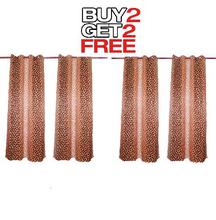 Curtains Buy 2 Get 2 Free [4pcs] [Polca Dots Design] -Brown