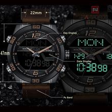 NaviForce NF9128 Double Time Digital/Analog Quartz Watch - Black/Brown