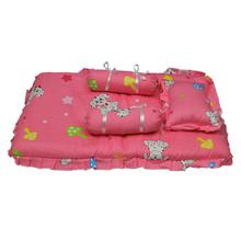 Pink Dalmatian Printed Premium 4-Piece Bedding Set For Babies (1 Mattress, 1 Pillow & 2 Bolsters)