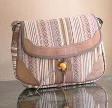 Cotton and Leather Shoulder Multi Color Travel Messenger Bag